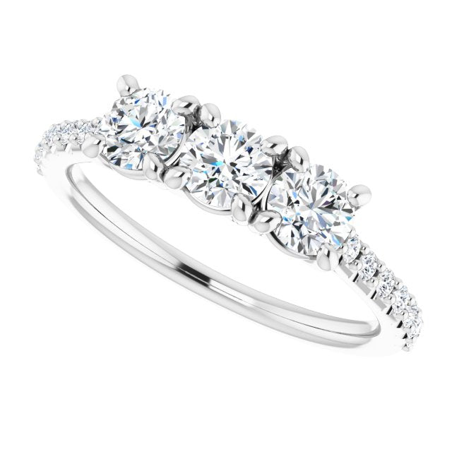 0.90 ct. Round Cut Diamond Wedding Band 3 Stone Anniversary Ring-VIRABYANI